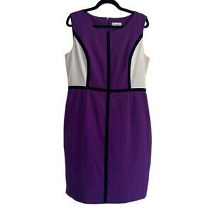 Calvin Klein Purple and White Midi Dress